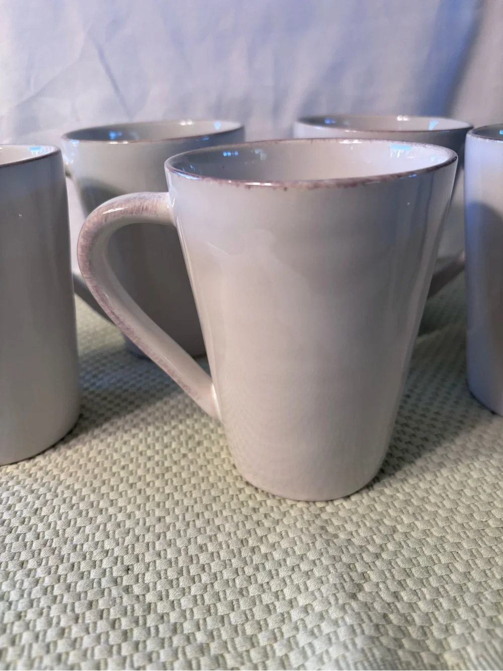 6-Crate&Barrel Marin Dinnerware Cream-White Ceramic Mugs 12oz.